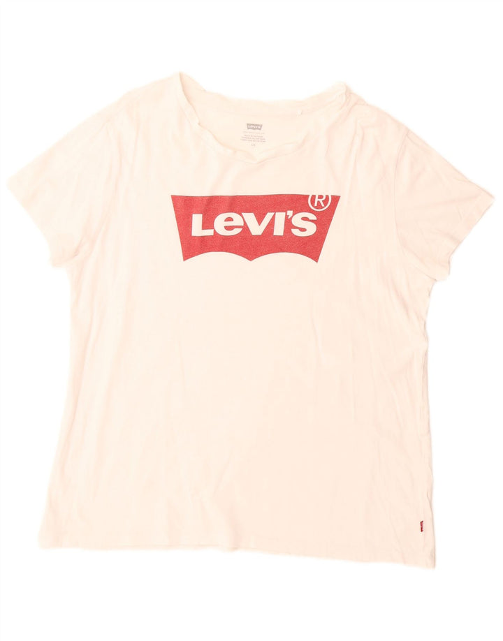 Levi's Womens Graphic T-Shirt Top UK 16 Large Off White