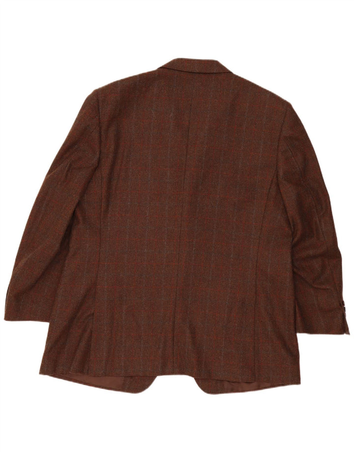 Canali Mens 3 Button Blazer Jacket IT 58 4XL Brown Check Wool