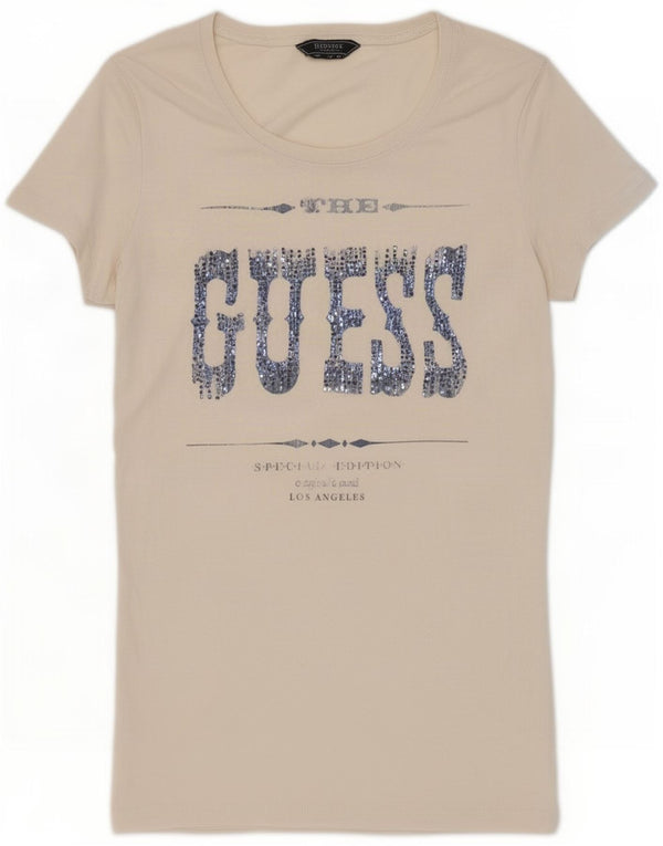 Guess Womens Graphic T-Shirt Top UK 12 Medium White