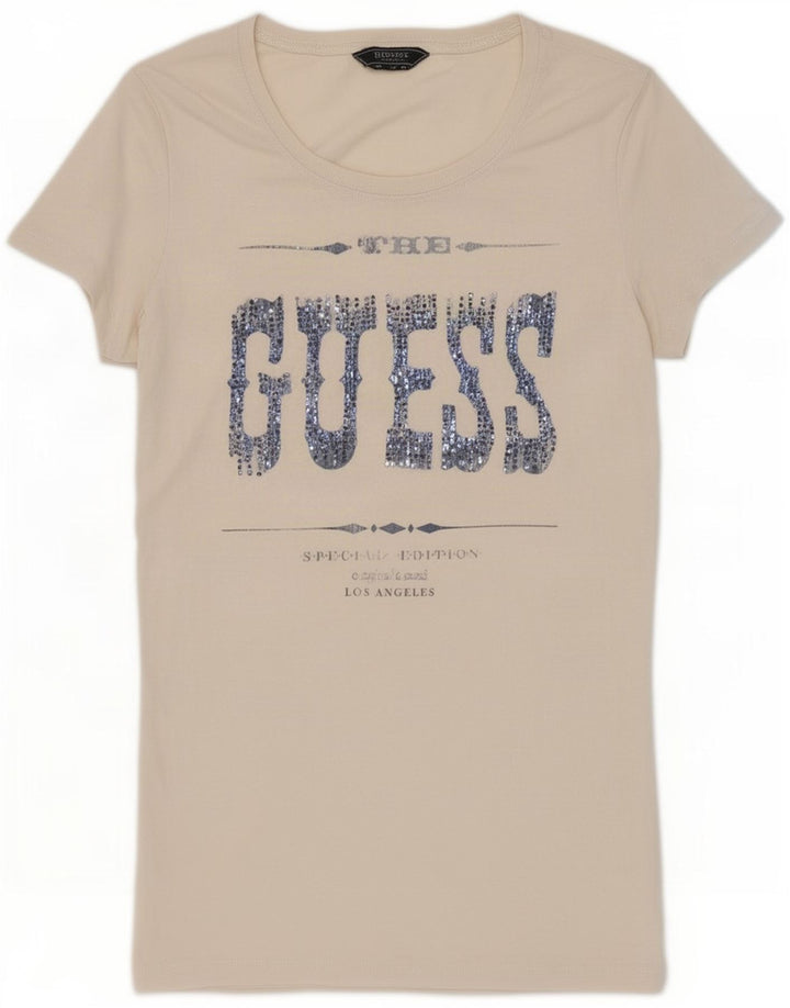 Guess Womens Graphic T-Shirt Top UK 12 Medium White