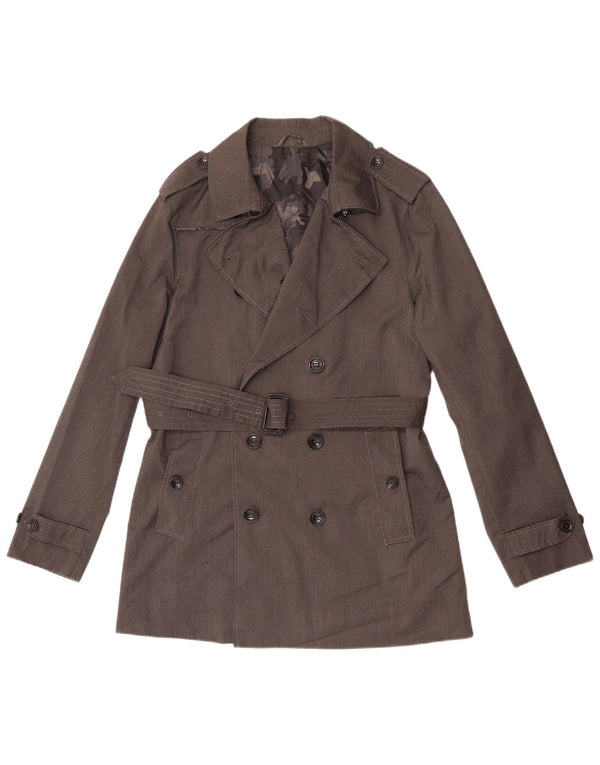 Vintage Mens Trench Coat UK 36 Small Grey Polyester
