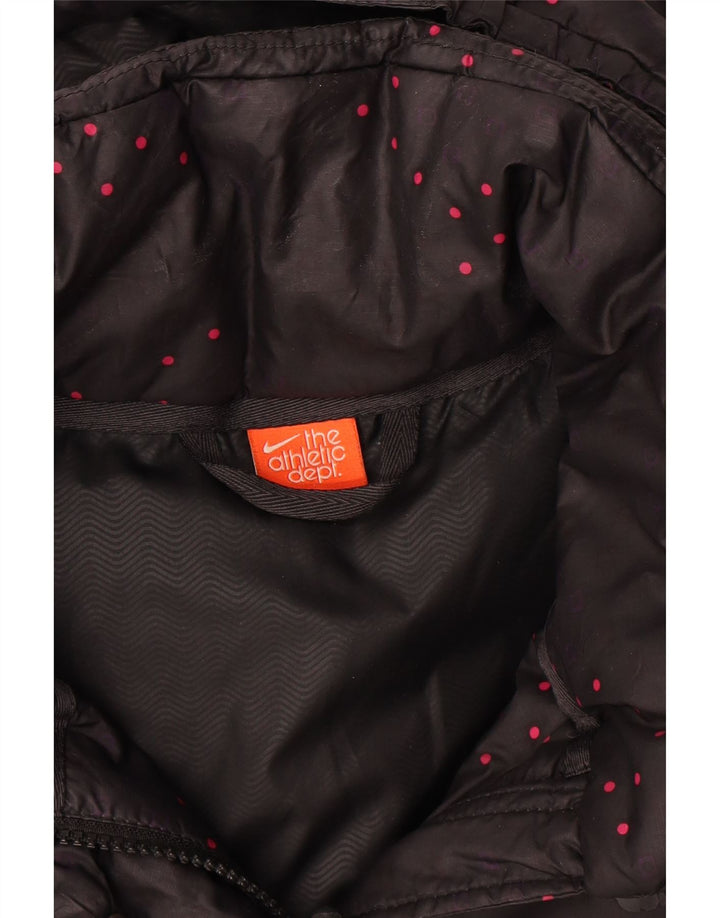 Nike Womens Hooded Padded Jacket UK 12 Medium Black Spotted