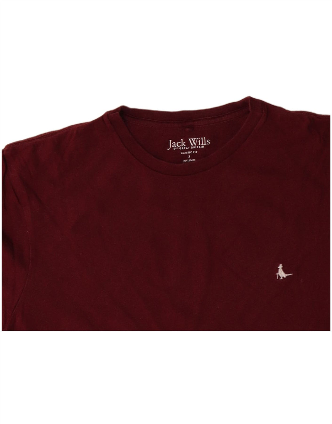JACK WILLS Mens Classic Fit T-Shirt Top Small Burgundy Cotton