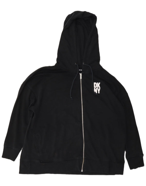Dkny Womens Oversized Zip Hoodie Sweater UK 18 XL Navy Blue Cotton