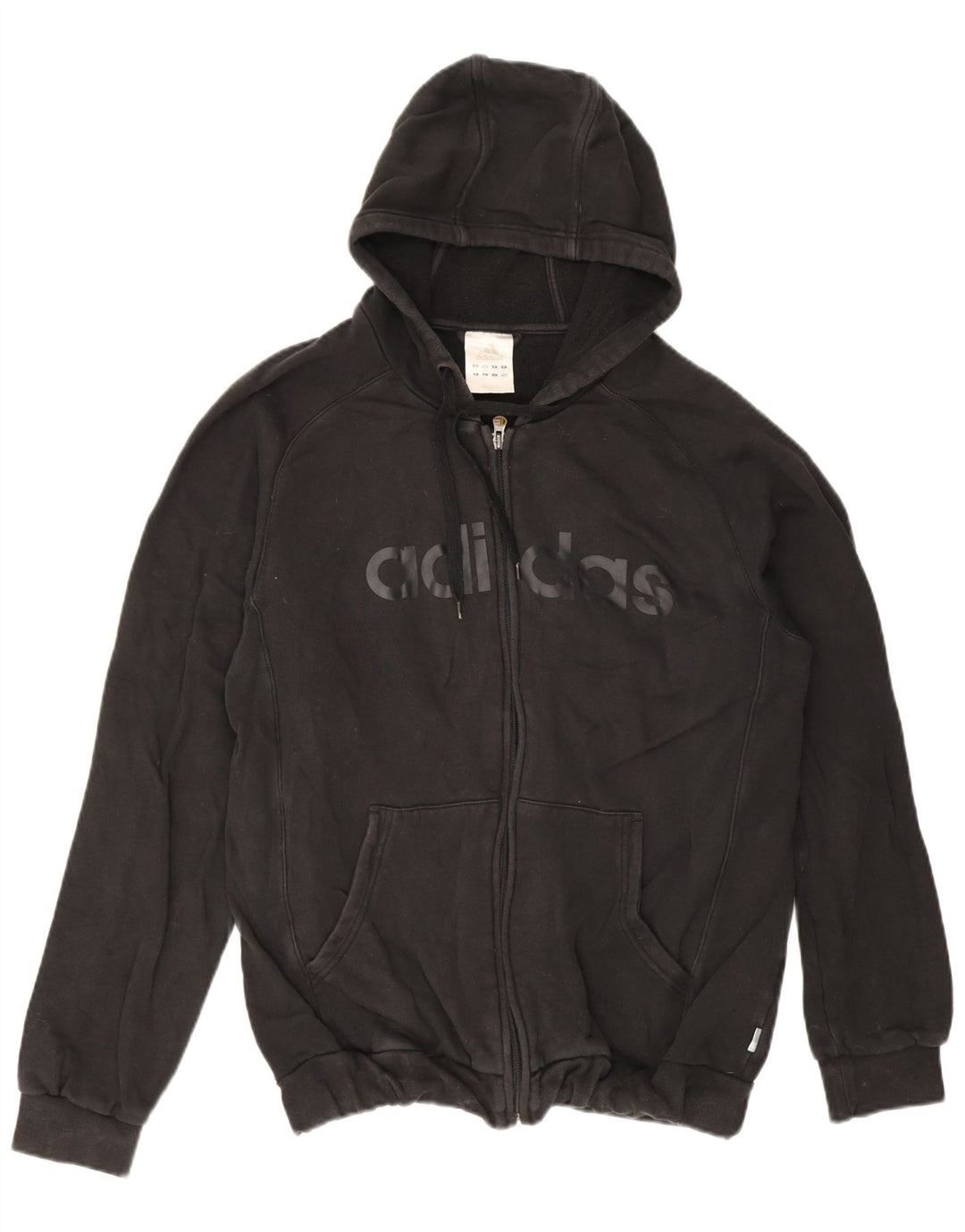 Adidas Mens Graphic Zip Hoodie Sweater Medium Black Cotton