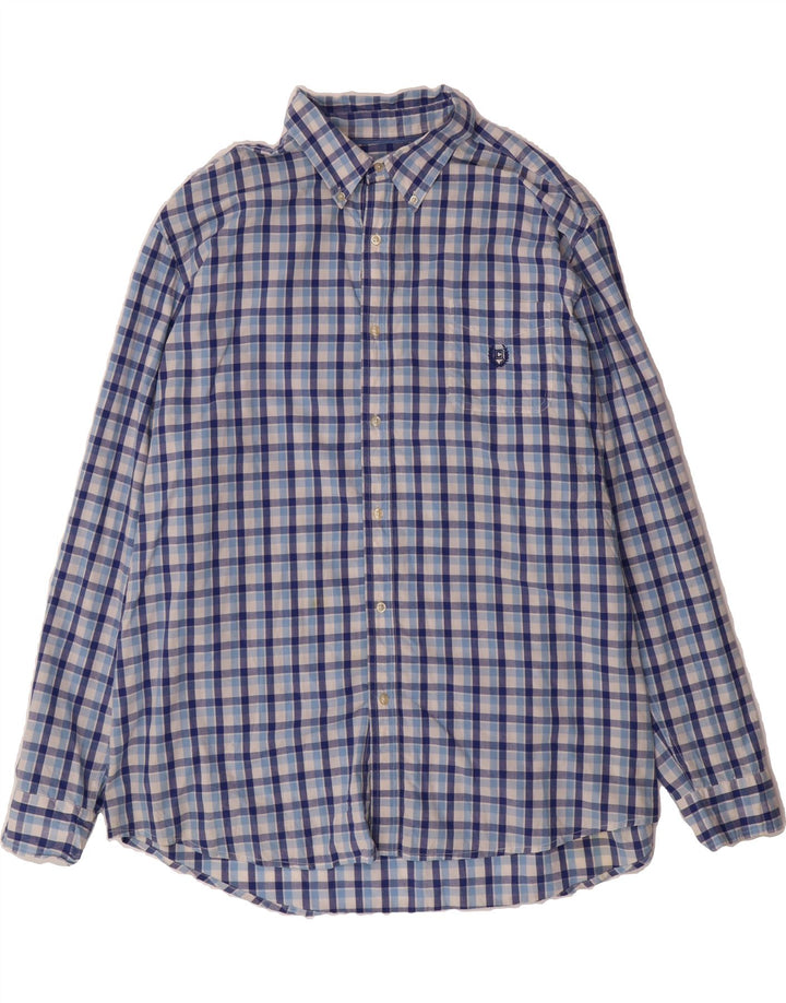 CHAPS Mens Big & Tall Shirt 3XL Blue Check Cotton Vintage Chaps and Second-Hand Chaps from Messina Hembry 