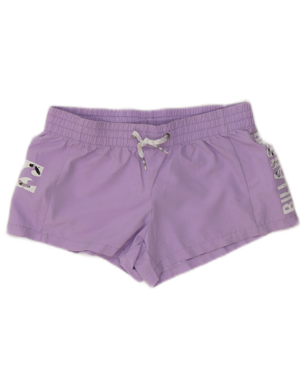 Billabong Girls Graphic Sport Shorts 9-10 Years Purple Polyester