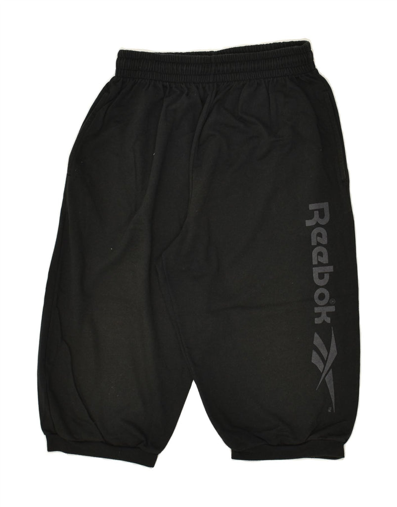 REEBOK Mens Graphic Sport Shorts Medium Black Cotton | Vintage Reebok | Thrift | Second-Hand Reebok | Used Clothing | Messina Hembry 