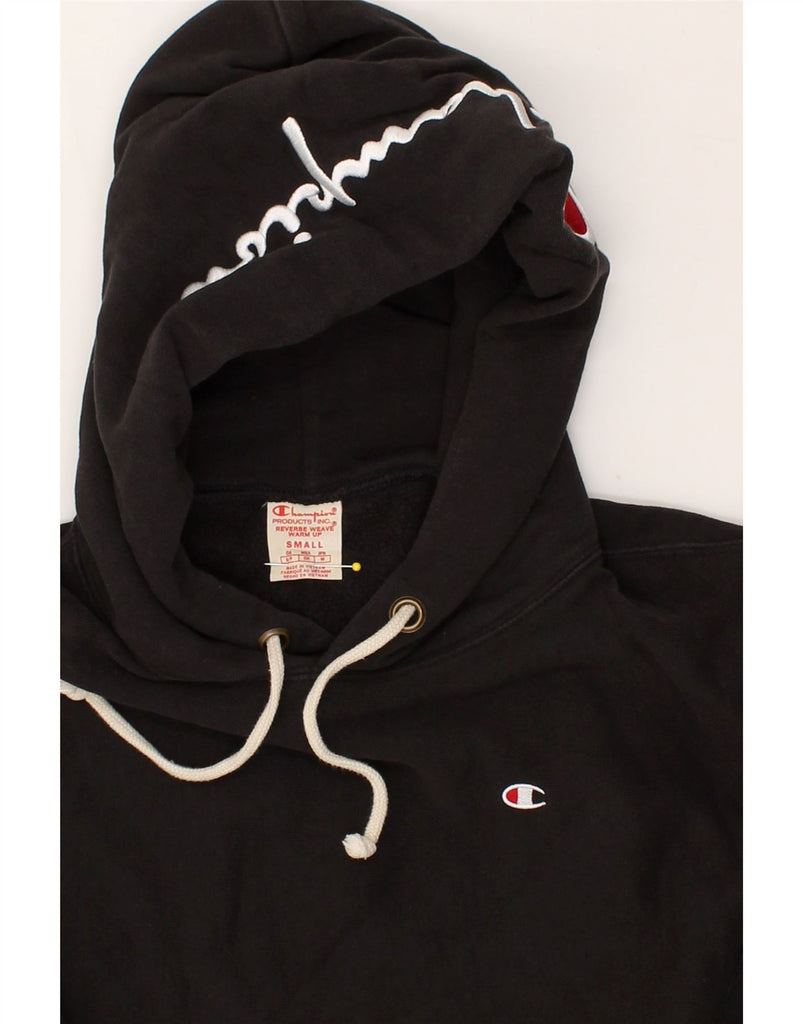 CHAMPION Mens Graphic Hoodie Jumper Small Black Cotton | Vintage Champion | Thrift | Second-Hand Champion | Used Clothing | Messina Hembry 