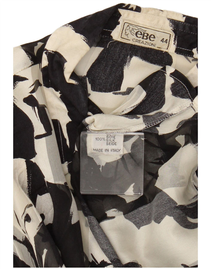 Vintage Womens Abstract Pattern See Through Shirt Blouse IT 44 Medium Black