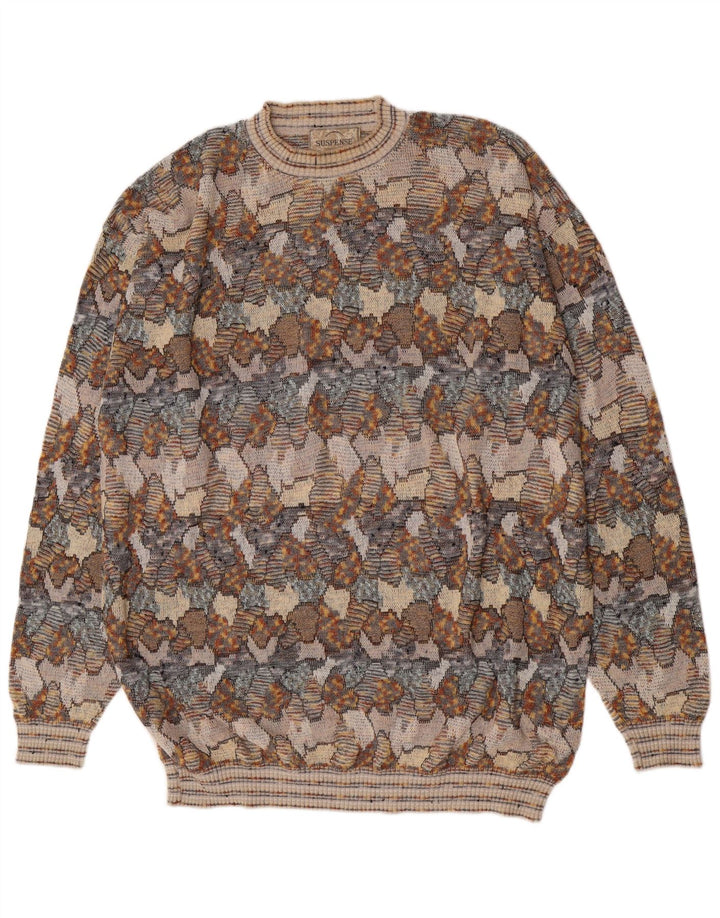 Suspense Mens Abstract Pattern Crew Neck Jumper Sweater IT 54 XL Grey