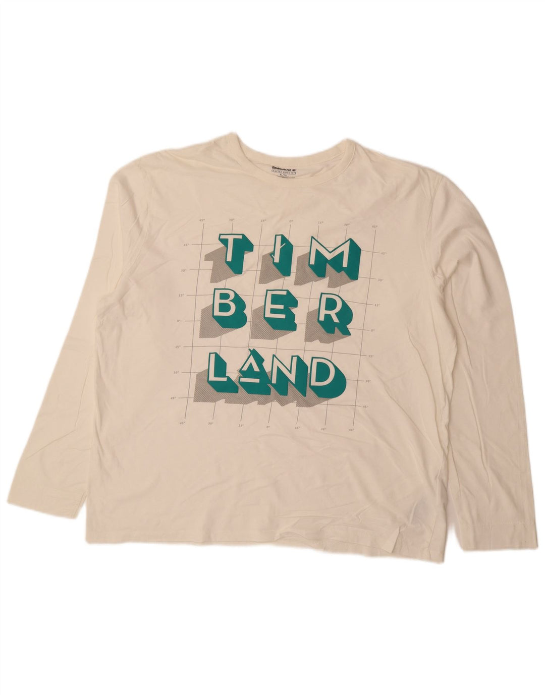 TIMBERLAND Mens Graphic Top Long Sleeve XL Off White Cotton