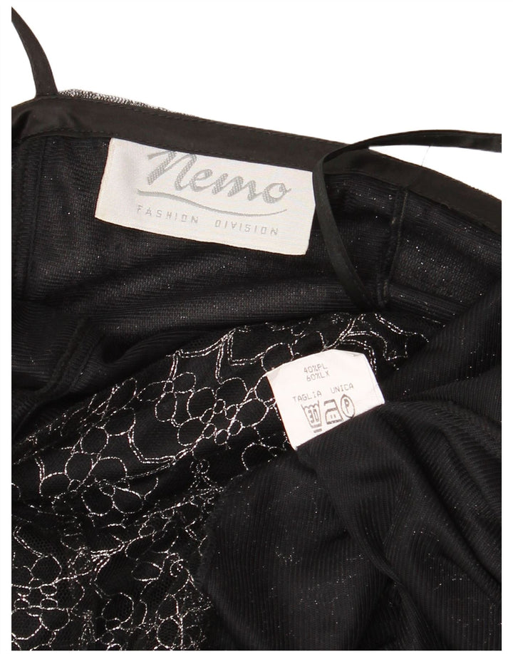 Vintage Womens Tutu Dress UK 8 Small Black Floral Polyester