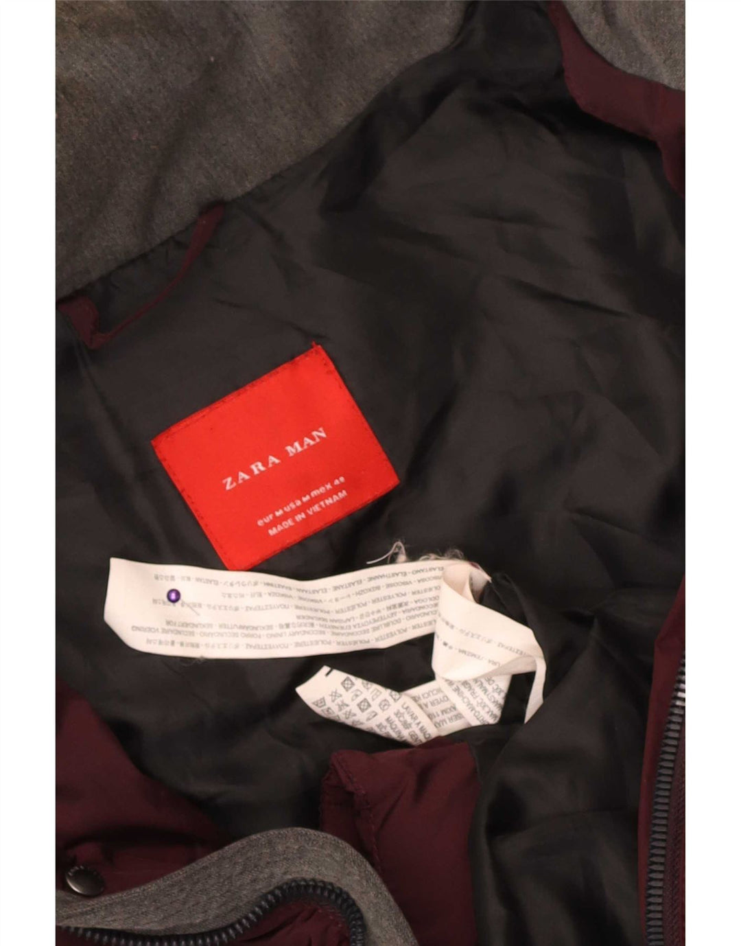 Zara Mens Padded Jacket UK 38 Medium Maroon Polyester