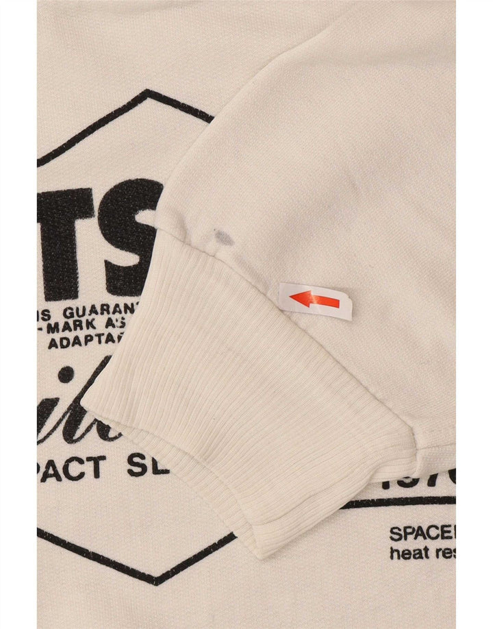 Outsider Mens Graphic Zip Neck Sweatshirt Jumper Medium White Cotton