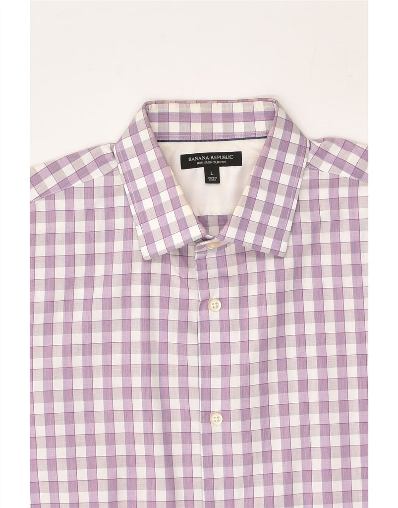 BANANA REPUBLIC Mens Slim Fit Shirt Large Purple Gingham Cotton | Vintage Banana Republic | Thrift | Second-Hand Banana Republic | Used Clothing | Messina Hembry 