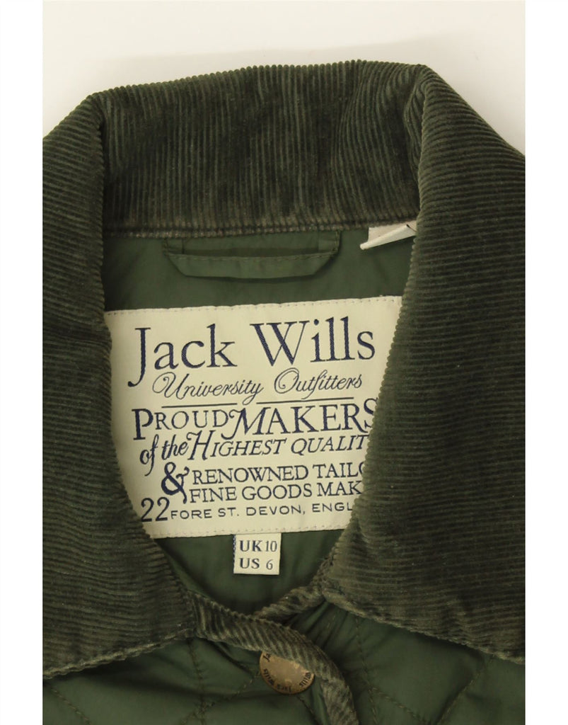 JACK WILLS Womens Quilted Jacket UK 10 Small Khaki Nylon Vintage Jack Wills and Second-Hand Jack Wills from Messina Hembry 
