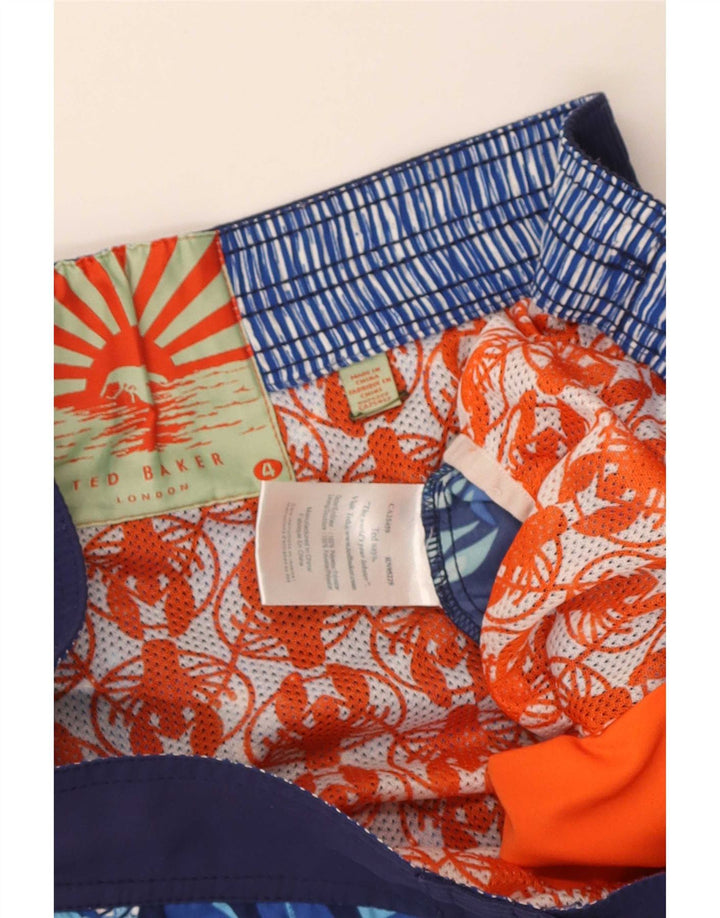 Ted Baker Mens Swimming Shorts Size 4 Large Blue Floral Polyester