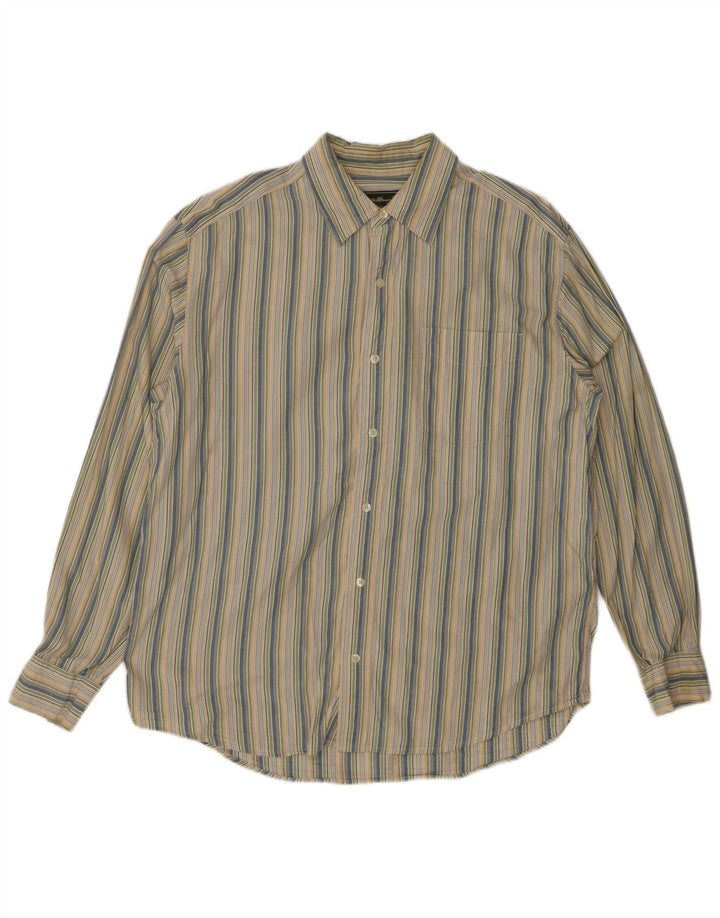 EDDIE BAUER Mens Flannel Shirt Large Multicoloured Striped Cotton