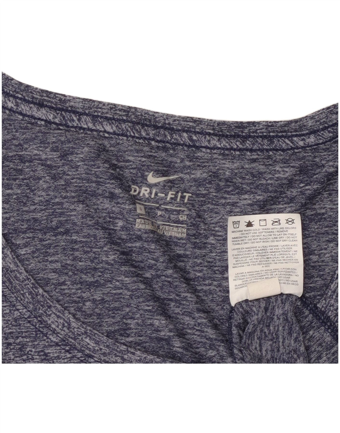 Nike Womens Dri Fit T-Shirt Top UK 10 Small Navy Blue Flecked Polyester