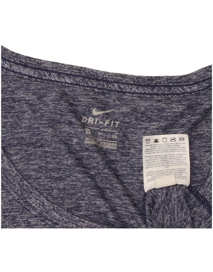 Nike Womens Dri Fit T-Shirt Top UK 10 Small Navy Blue Flecked Polyester