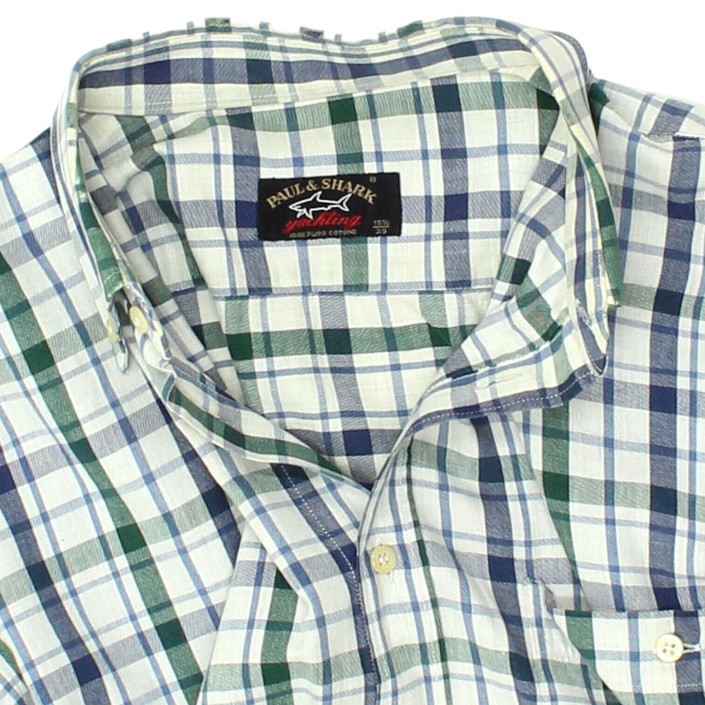 Paul & Shark Mens White Check Button Down Shirt | Vintage High End Designer VTG | Vintage Messina Hembry | Thrift | Second-Hand Messina Hembry | Used Clothing | Messina Hembry 