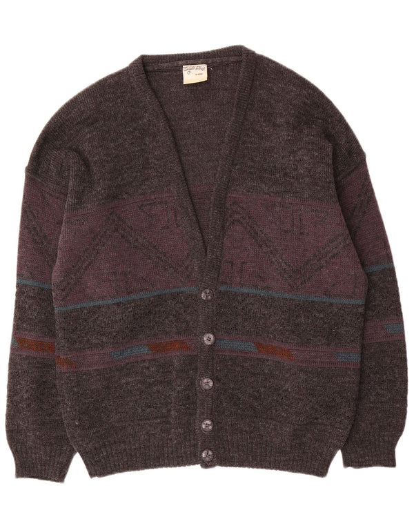 Angelo Litrico Mens Cardigan Sweater EU 48/50 Medium Grey Geometric Acrylic