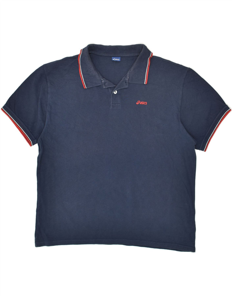 ASICS Mens Polo Shirt 3XL Navy Blue Cotton | Vintage Asics | Thrift | Second-Hand Asics | Used Clothing | Messina Hembry 