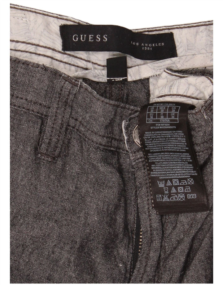 Guess Mens Cargo Shorts W30 Medium Grey Linen