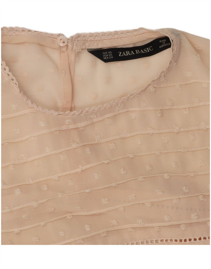 ZARA Womens Oversized See Through Sleeveless Blouse Top UK 6 XS Beige