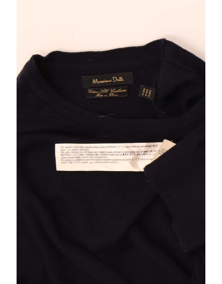 Massimo Dutti Mens Crew Neck Jumper Sweater Medium Navy Blue Cotton