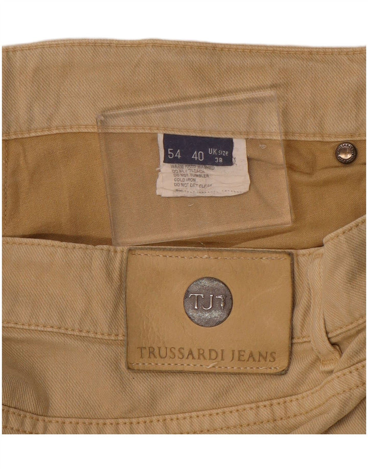TRUSSARDI Mens Straight Casual Trousers W38 L29  Beige Cotton