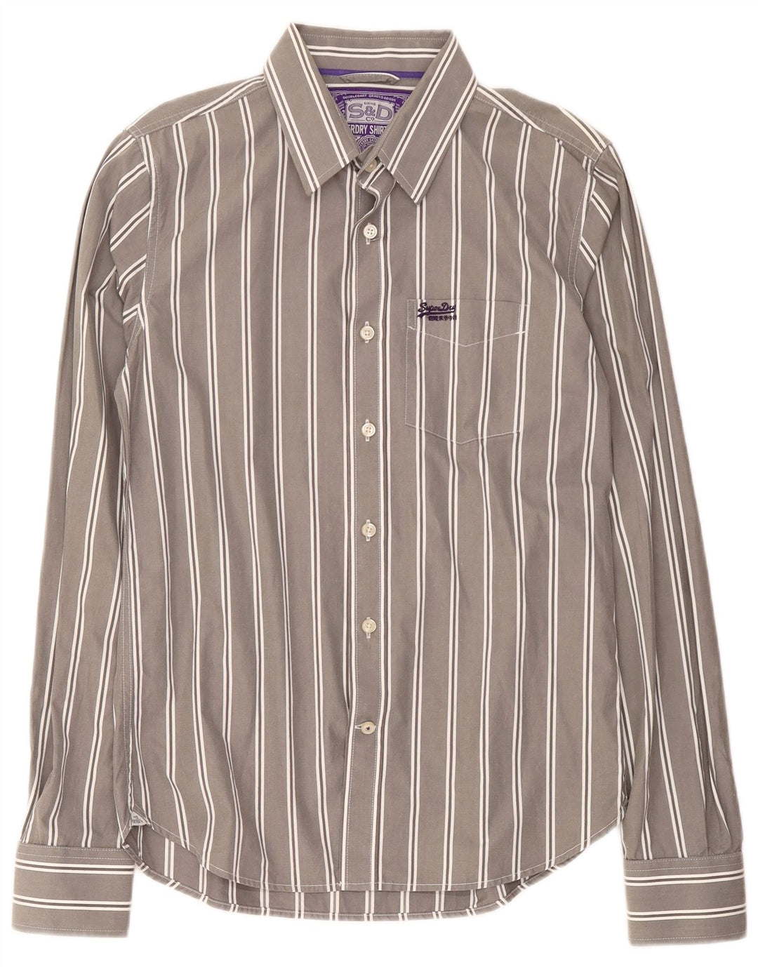 Superdry Mens Shirt XL Grey Striped Cotton