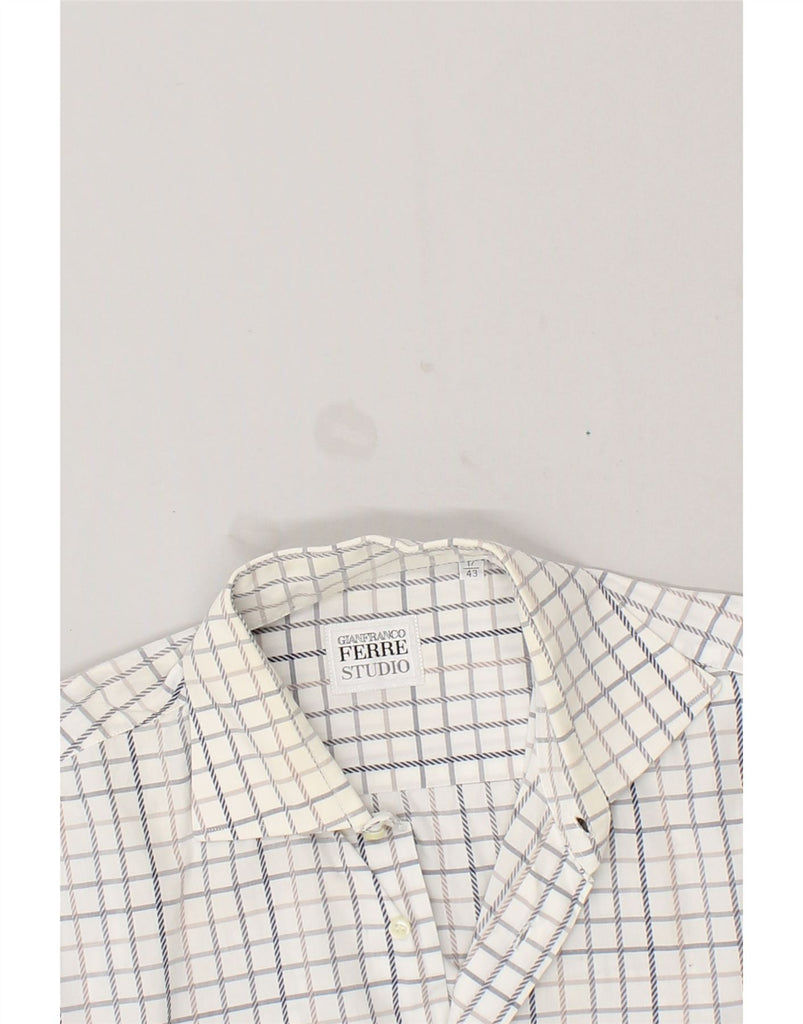 GIANFRANCO FERRE Mens Short Sleeve Shirt Size 17 43 Large White Check Vintage Gianfranco Ferre and Second-Hand Gianfranco Ferre from Messina Hembry 