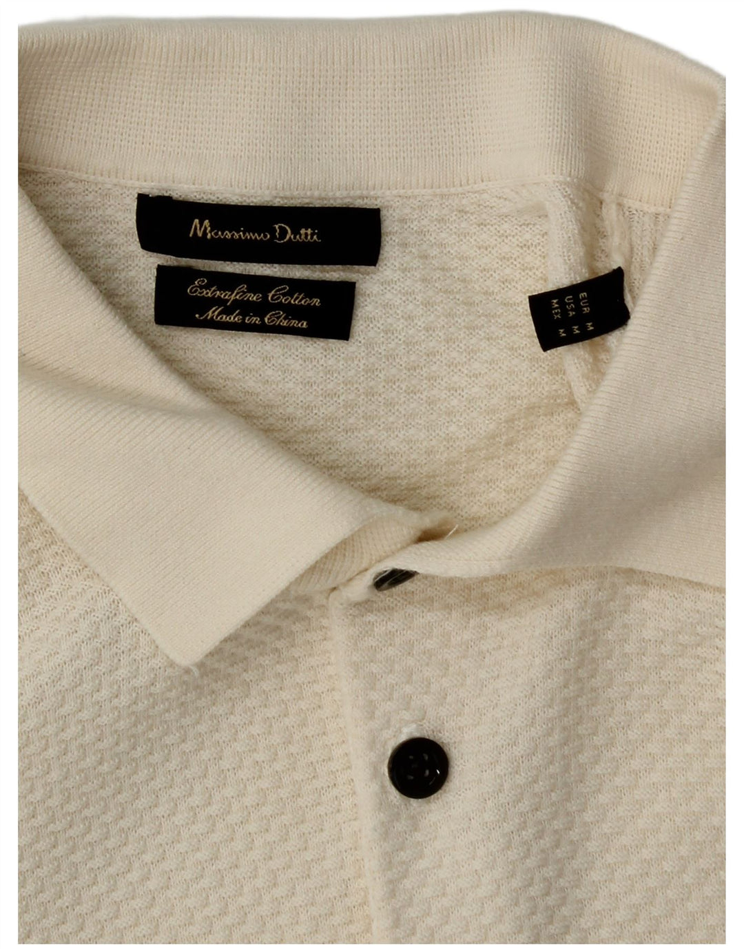 Massimo Dutti Mens Polo Shirt Medium Off White