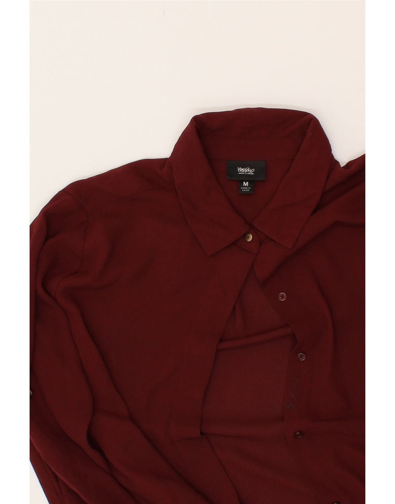 MOSSIMO Womens Longline Loose Fit Shirt Blouse UK 14 Medium Maroon Vintage Mossimo and Second-Hand Mossimo from Messina Hembry 