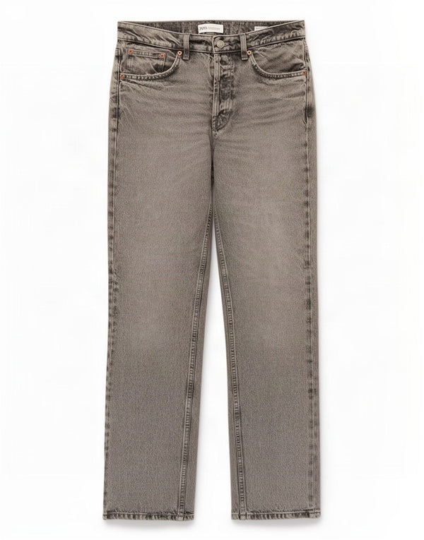 Zara Womens Straight Jeans EU 34 2XS W24 L34 Grey Cotton