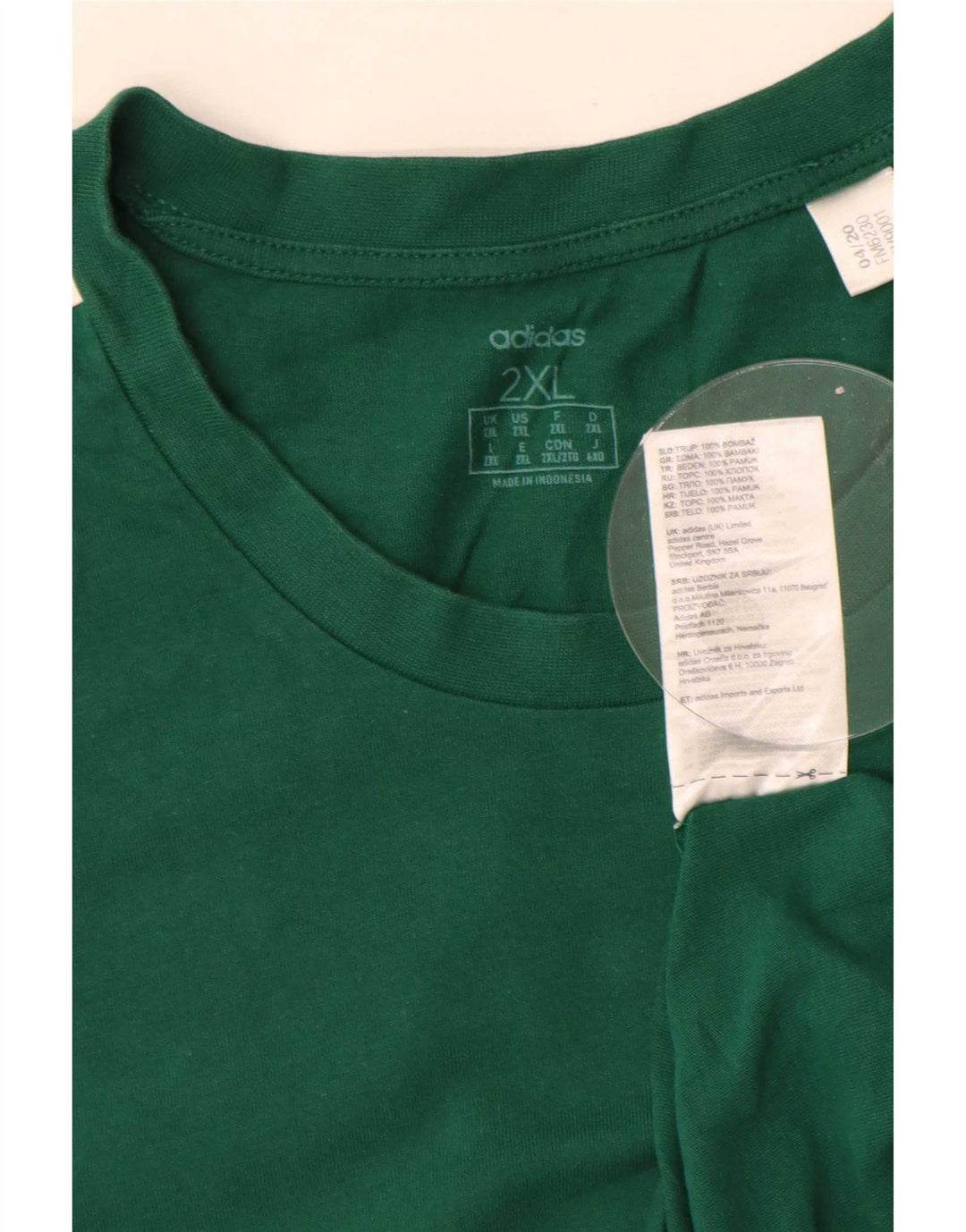 Adidas Mens T-Shirt Top 2XL Green Cotton