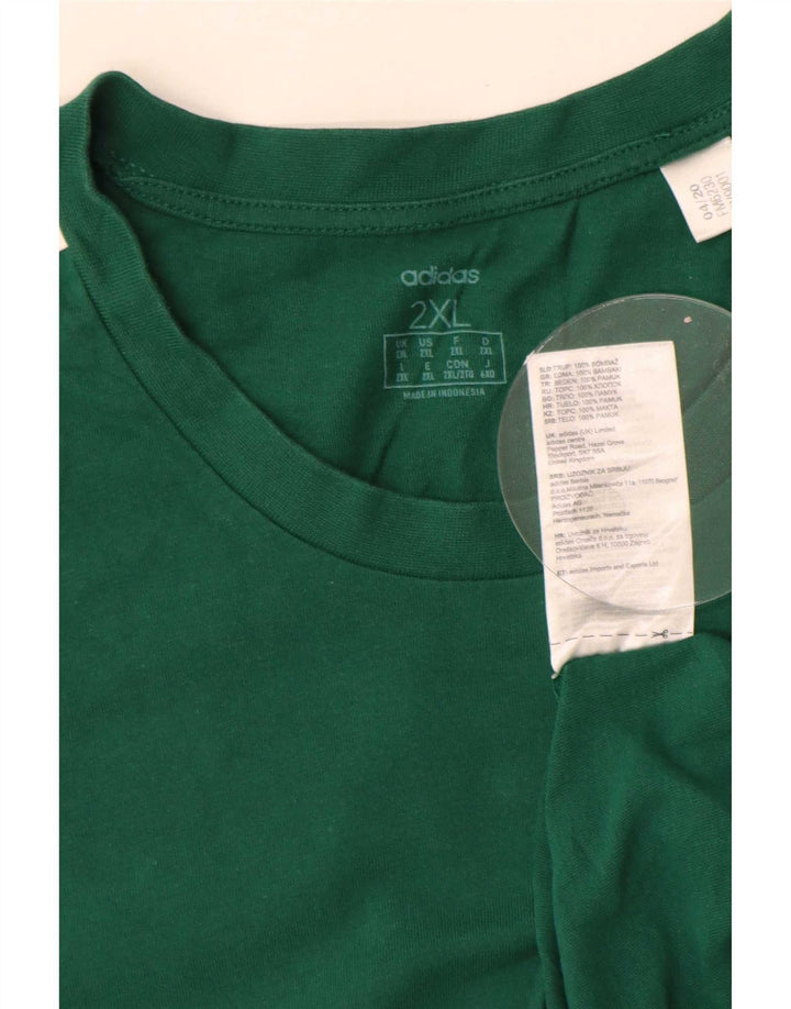 Adidas Mens T-Shirt Top 2XL Green Cotton