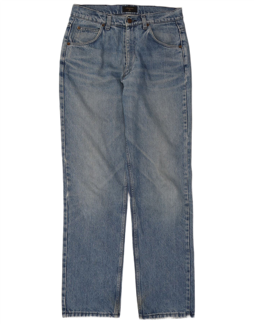 Valentino Mens Straight Jeans W33 L33 Blue Cotton
