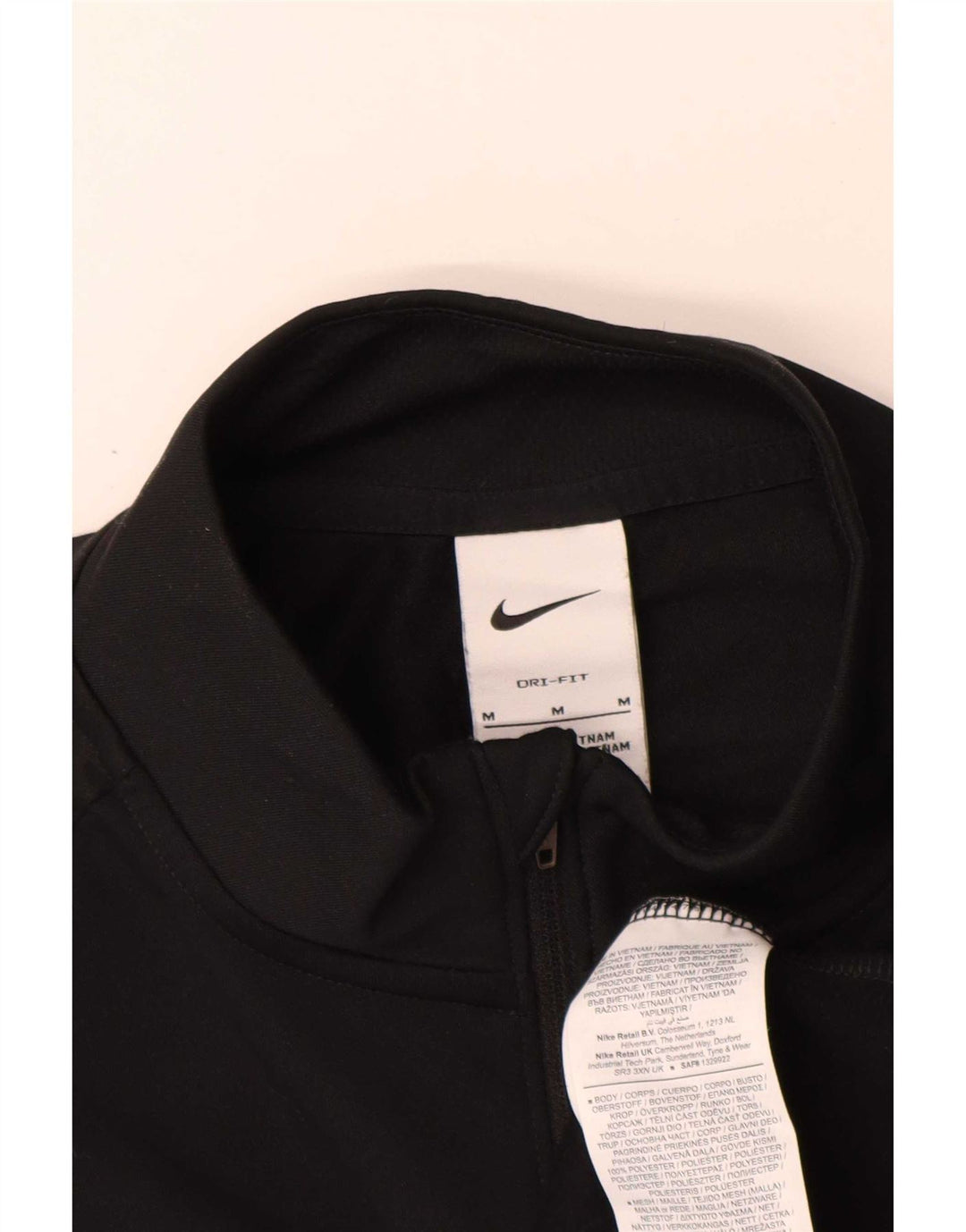 Nike Mens Dri Fit Zip Neck Pullover Tracksuit Top Medium Black Polyester