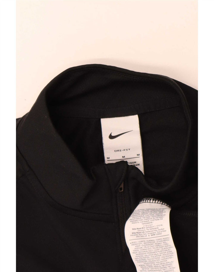 Nike Mens Dri Fit Zip Neck Pullover Tracksuit Top Medium Black Polyester