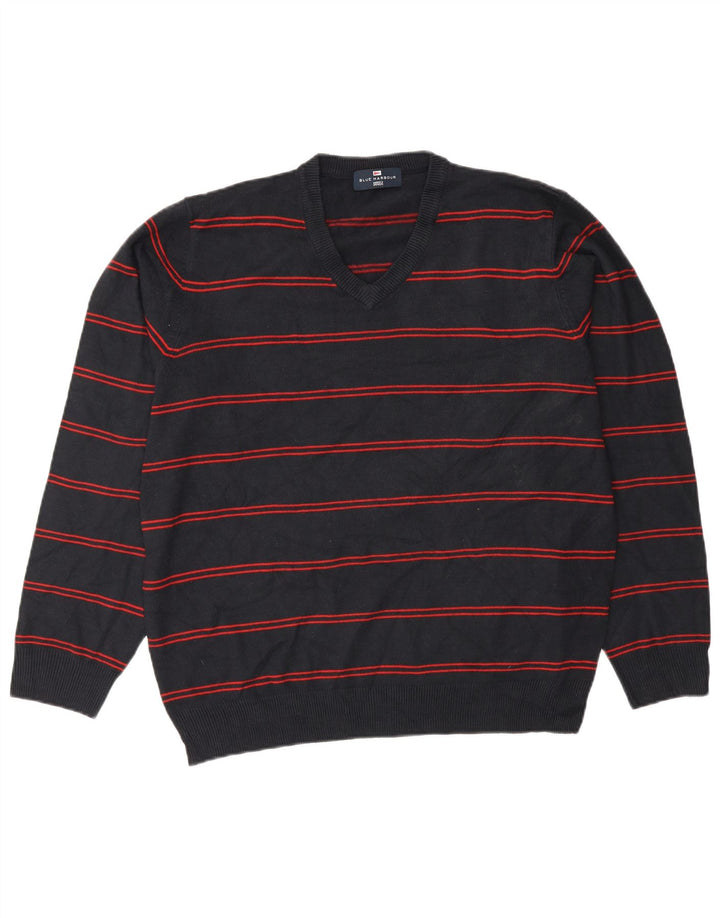 Marks & Spencer Mens Blue Harbour V-Neck Jumper Sweater Large Navy Blue