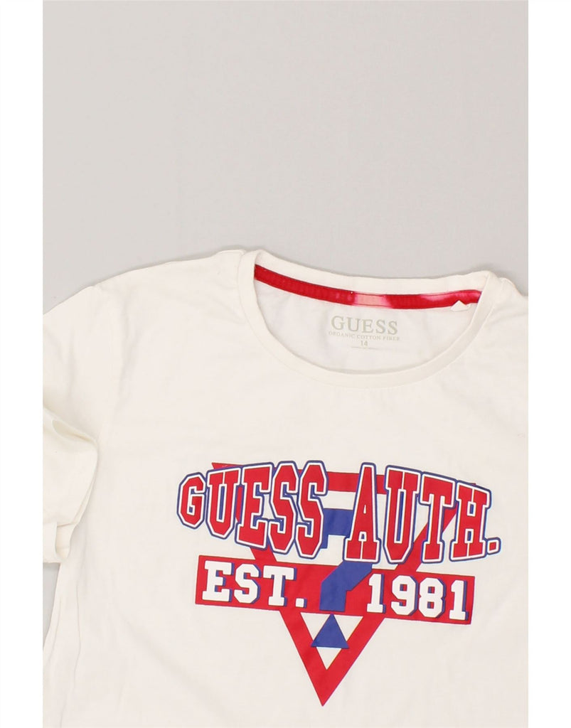 GUESS Boys Graphic T-Shirt Top 13-14 Years White Cotton | Vintage Guess | Thrift | Second-Hand Guess | Used Clothing | Messina Hembry 