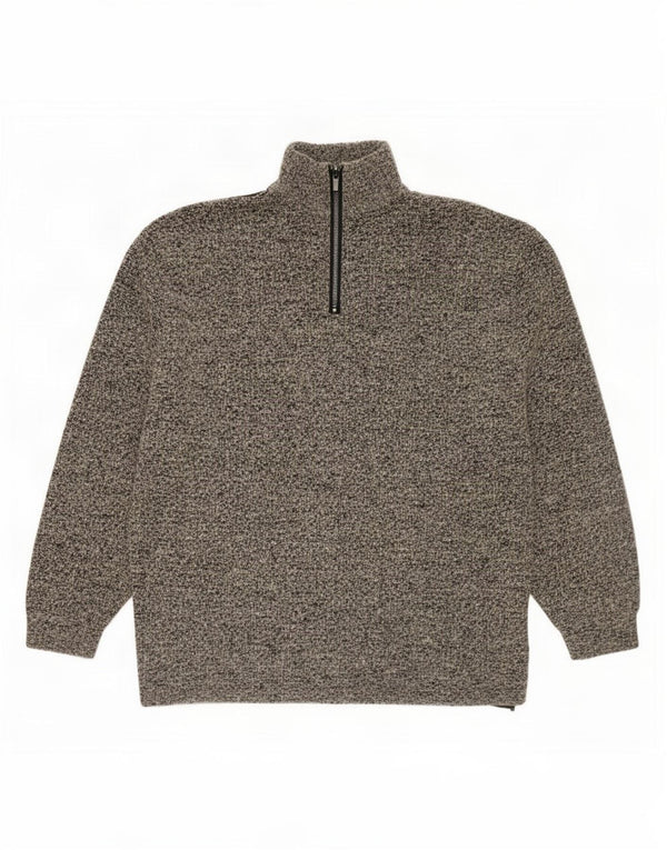Vintage Mens Cardigan Sweater XL Grey Colourblock Wool