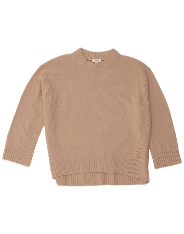Reiss Womens Oversized Crew Neck Jumper Sweater UK 10 Small Beige Wool