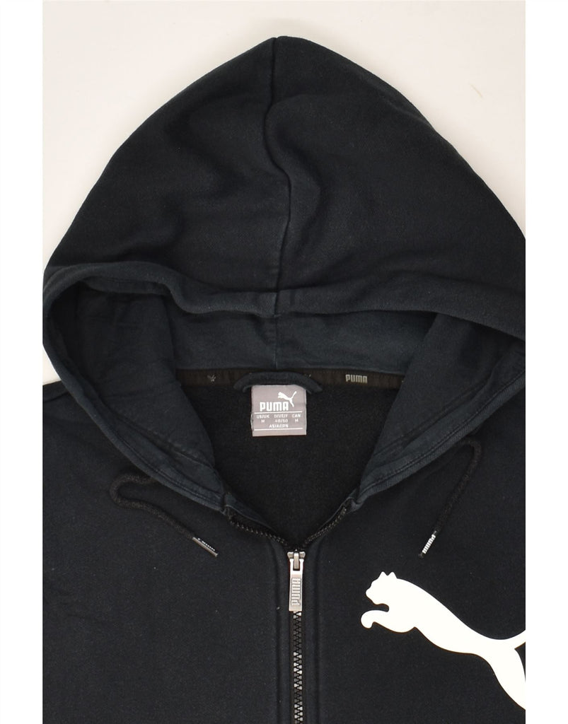 PUMA Mens Graphic Zip Hoodie Sweater Medium Black Cotton | Vintage Puma | Thrift | Second-Hand Puma | Used Clothing | Messina Hembry 