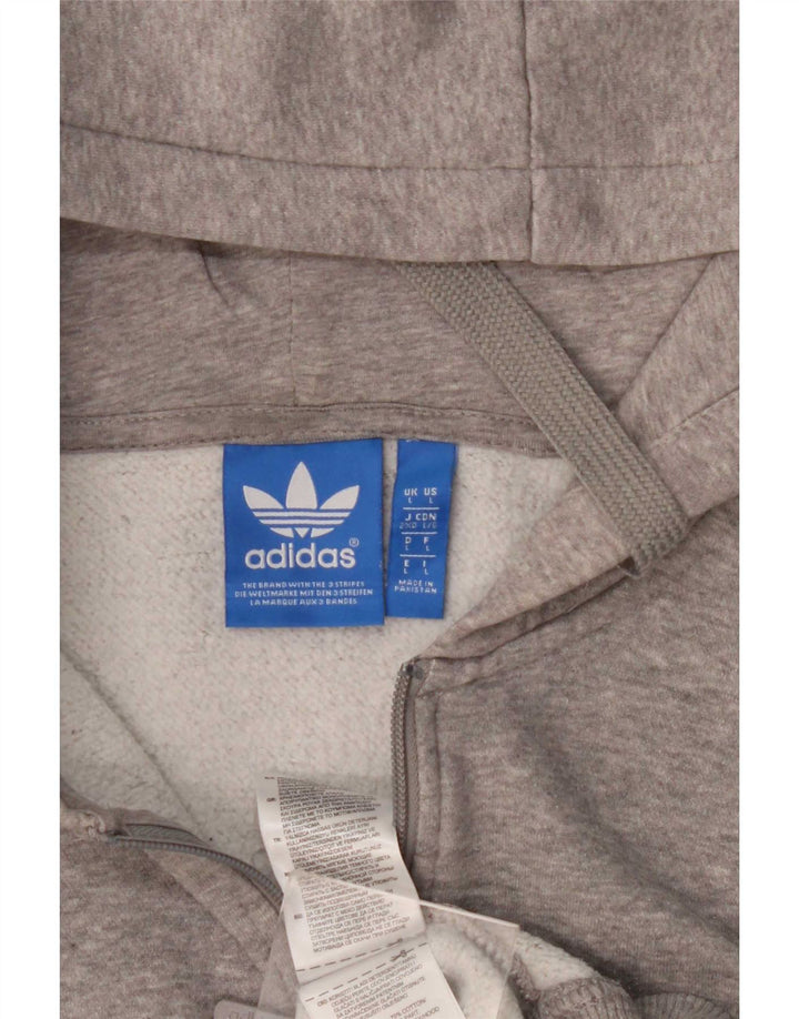 Adidas Mens Zip Hoodie Sweater Large Grey Cotton
