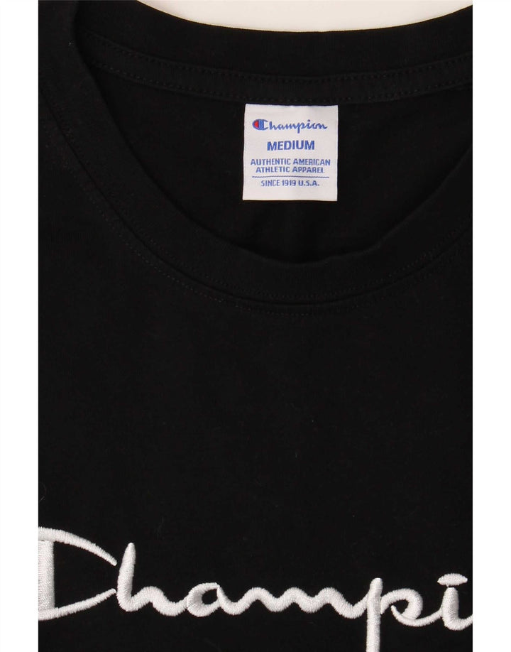 Champion Womens Graphic T-Shirt Top UK 12 Medium Black