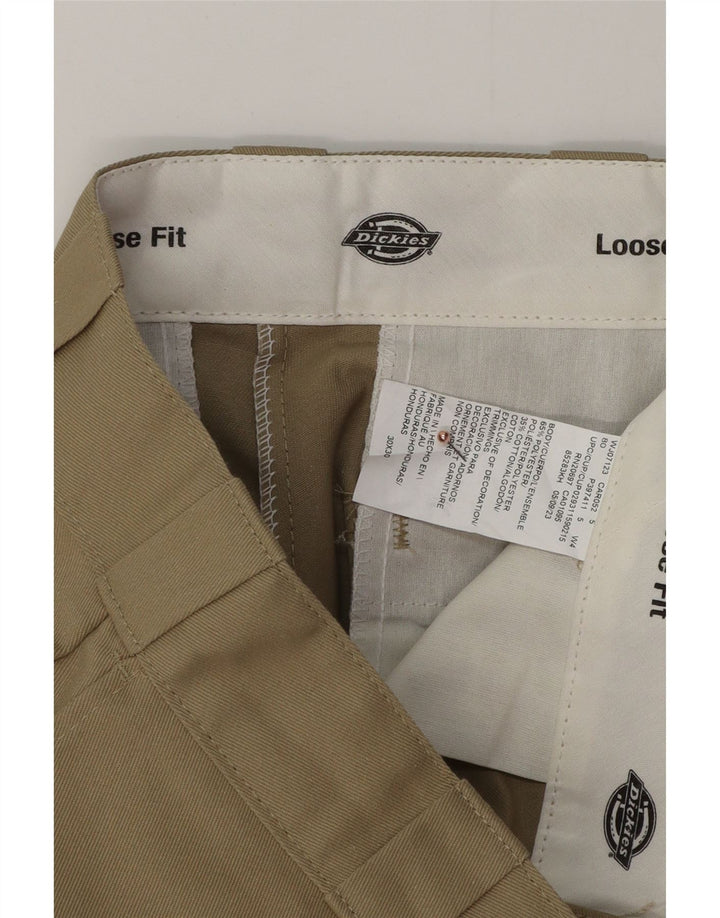 DICKIES Mens Loose Fit Cargo Trousers W30 L30 Beige Polyester